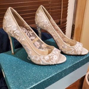 Betsey Johnson White Lace Shoes worn Wedding Day